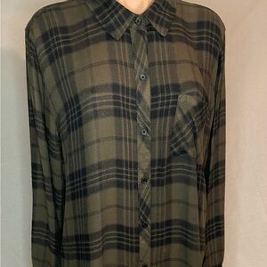 Rails Women's Plaid Button Down Shirt - Olive and Black